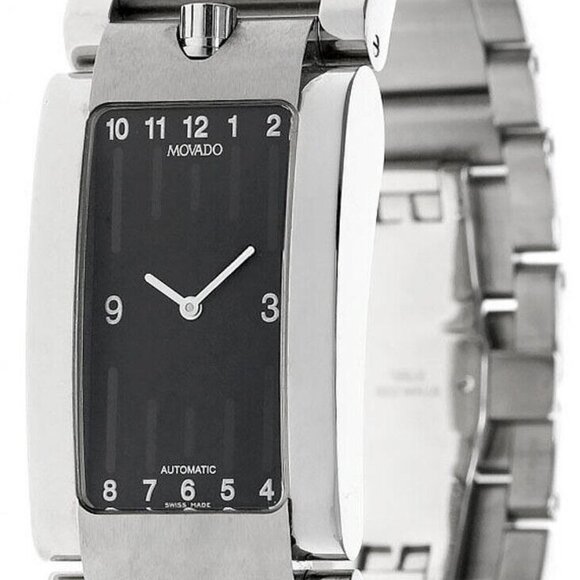 MOVADO Elliptica Stainless Steel Black Arabic Dial Men's Watch 0604767 - Picture 1 of 3